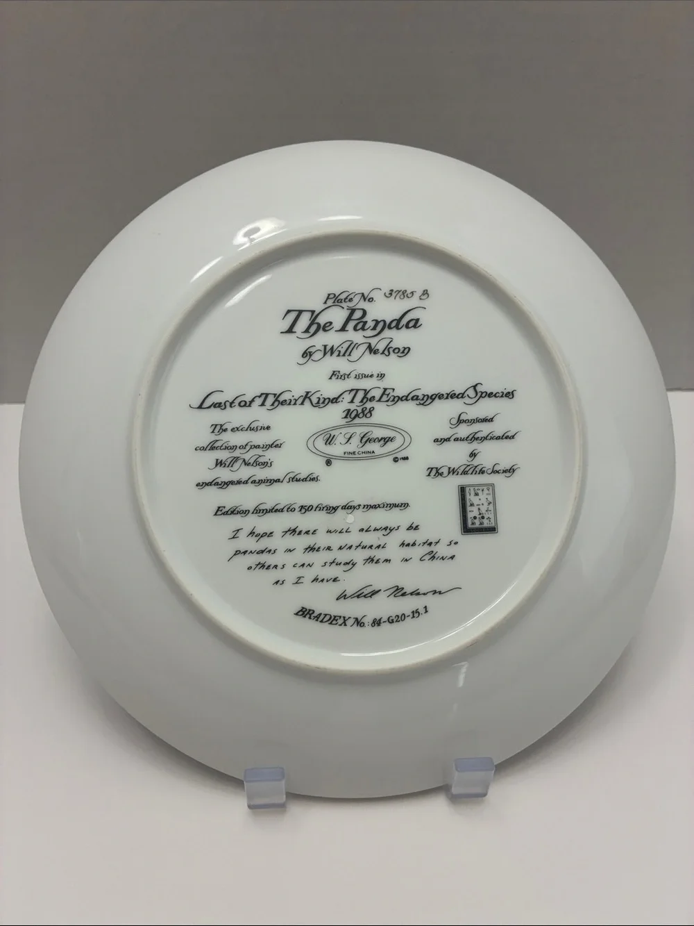 George Black & White Panda Decorative Porcelain Plate with Gold Rim